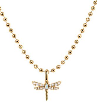 Made by Mary Opal Dragonfly Bead Chain Necklace in Gold Vermeil at Nordstrom