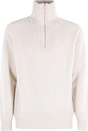Fay Lupetto Zip Maglia Rasata - Heren - Coltruien - Wit - M - Wol - Truien & Vesten