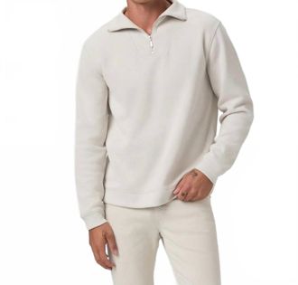 Paige Orion Ribbed Quarter Zip Pullover Sweatshirt In Grey Dove