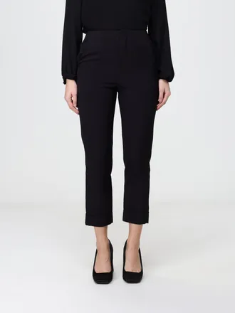 Hanita High-Waisted Cropped Cr&ecirc;pe Trousers with Slash Pockets