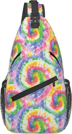 Generic Abstract Colorful Beautiful Tie Dye Crossbody Bag Trendy Chest Bag Anti Theft Daypack For Sports Cycling Outdoors