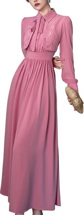 Burryco Burryco Pink Solid Maxi Dress