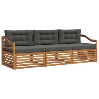 vidaXL Conjunto De Sof&aacute;s De Exterior 3 Pcs Natural Y Antracita Vidaxl