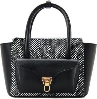 Coccinelle Womens Handbag Black-Black Calf Split Leather Bags - Handbags Black/black