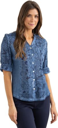 Klass Printed Panelled Cotton Shirt - Blue - 16