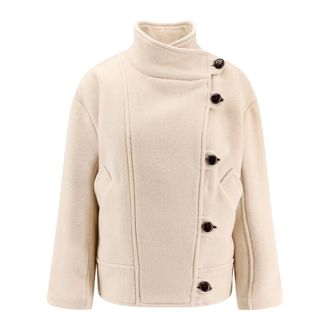Isabel Marant Turtlenecks, female, Beige, Size: S Beige Wool Blend Button Jacket