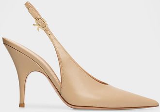 Gianvito Rossi 95mm Sofia Leather Slingback Pumps