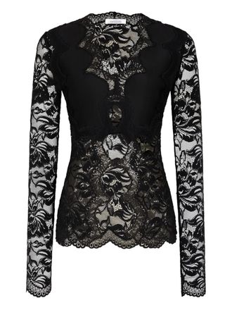 Paco Rabanne lace long-sleeve blouse - Black