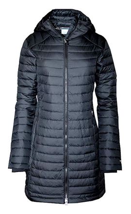 Columbia Womens White Out Mid Omni Heat Long Hooded Light Jacket Coat Puffer Plus/Regular