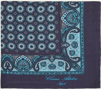 Cesare Attolini Mens Medallion Silk Pocket Square