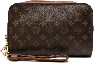 Louis Vuitton Pre-owned Clutches, female, Brown, Size: ONE SIZE Pre-owned Monogram Canvas Clutch with Wrist Strap
