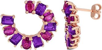 Rina Limor Silver 4.30 Ct. Tw. Rhodolite, Amethyst Curved Stud Earrings