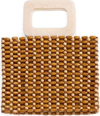 L*Space Chiado Wooden Bead Bag in Walnut/Natural at Nordstrom