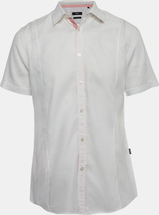HUGO BOSS Boss By Hugo Boss White Cotton Slim Fit Short Sleeves Shirt