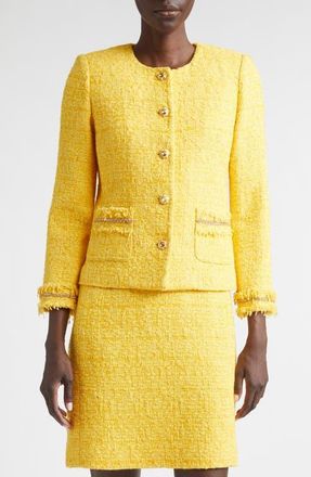 St. John Frosted Sunshine Tweed Jacket in Sunshine Yellow at Nordstrom, Size 4
