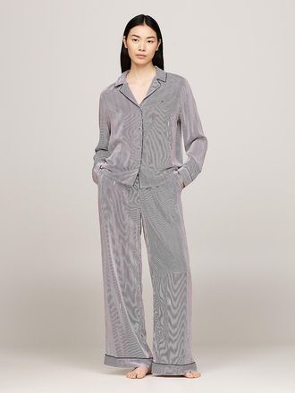 Tommy Hilfiger Womens Stripe Viscose Pajama Pant - Burgundy Stripe - XL