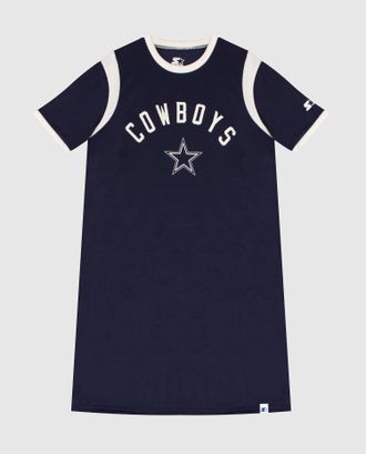 Starter Womens Dallas Cowboys Shirt Dress In Navy