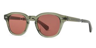 Garrett Leight JAMES S HUN-PLT/TAHR Mens Sunglasses Green Size 46