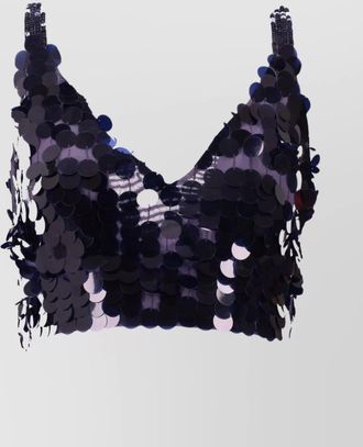 Parosh sequin cropped sleeveless v-neck lingerie