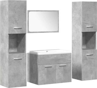 vidaXL Juego Muebles De Ba&ntilde;o 4 Pzas Madera Contrachapada Gris Hormig&oacute;n Vidaxl