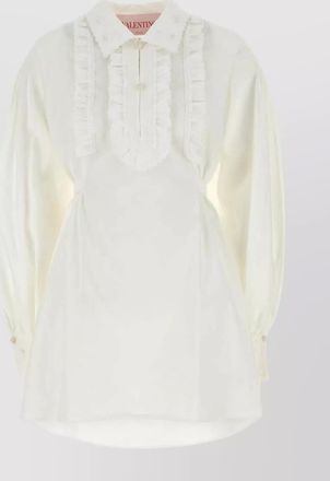 Valentino Garavani cotton blend shirt dress with ruffled detailing