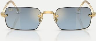 Ray-Ban Rb3928 by a$ap rocky occhiali da sole rettangolari con lenti specchiate blu in arista gold-Oro