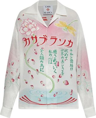 Casablanca T-shirt Cuban LS - Bianco