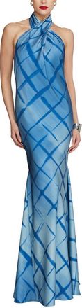 Halston Heritage Corinne Printed Satin Gown