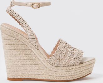 Twinset Sandalo con zeppa in pelle sintetica ricamata