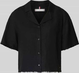 Tommy Hilfiger Boxy Fit Leinenbluse mit Viskose-Anteil in BLACK, Gr&ouml;&szlig;e XS
