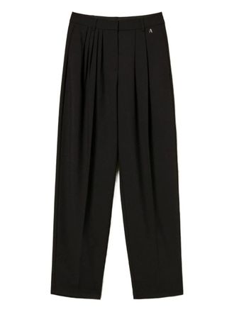 Twin-Set pleated palazzo pants - women - Elastane/Viscose/Polyester - S - Black