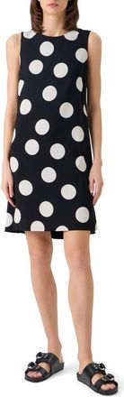 Akris X-Large Polka Dot Stretch Crepe A-Line Minidress in Black-Cream at Nordstrom, Size 14