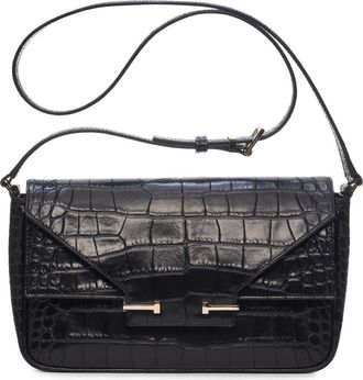 Tom Ford Small Aube Croc Embossed Leather Shoulder Bag in Black at Nordstrom