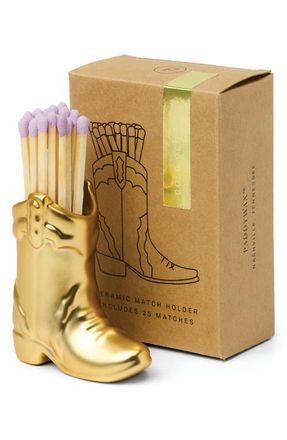 Paddywax Gold Boot Match Holder at Nordstrom
