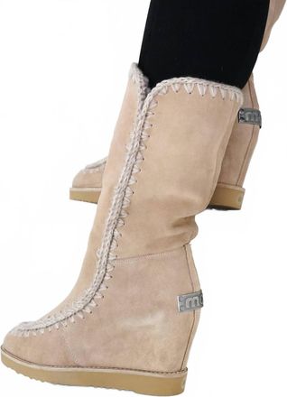 Mou Womens French Toe Wedge Tall Boots In Pink