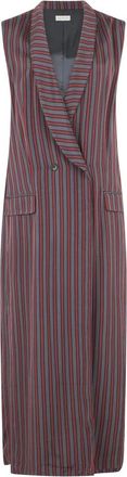 Dries Van Noten Lange Gedrapeerde Jurk met V-hals - Dames - Maxi kleedjes - Veelkleurig - XL - Kleedjes