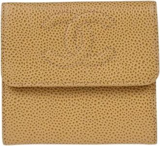 Chanel Pre-owned Leren Portemonnee - Dames - Vintage Accessoires - Beige - ONE Size - Leer - Vintage