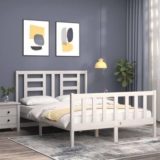 Berkfield Home Beautiful Bed Frame with Headboard White 120x200 cm Solid Wood