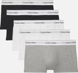 Calvin Klein Mens 5-Pack Modern Cotton Low-Rise Boxer Trunks, Black/White/Grey - Size: 37/36/32