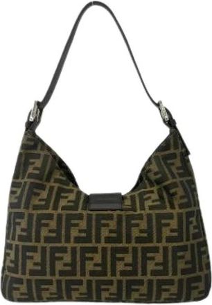 Fendi Pre-owned Vintage Canvas Shoulder Bag - Dames - Vintage Schoudertas - Bruin - ONE Size - Leer - Vintage