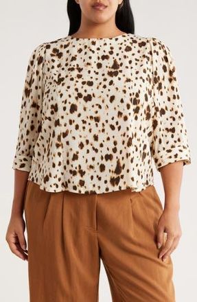 T Tahari Three Quarter Sleeve Top in Animal Print at Nordstrom Rack, Size 2X