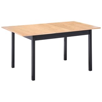Beliani Mesa De Comedor Extensible Madera Clara Y Tablero De Madera De Caucho Negro 120/150 X 80 Cm Hoja De Mariposa Houston