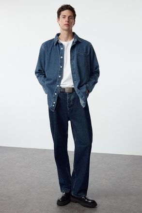 Trendyol MAN Heren Blauw Effen Lang Regular fit Jassen