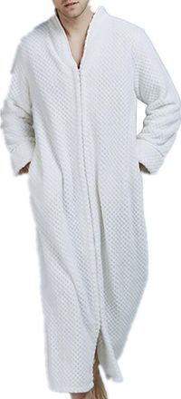 Generic Full Length Dressing Gown-Unisex, Zip Up Dressing Gown With Stand Collar Plain Towel Robe, Cosy Warm Sleepwear Changing Robe Terry Towelling Bathrobe 