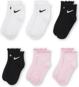 Nike Kids Lettuce Welt Ankle Socks (6 Pairs) in White | GN1232-001