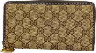 Gucci Beige Canvas Long Wallet (Bi-Fold) (Pre-Owned)