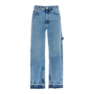 Stella McCartney Stella McCartney, Straight Jeans, female, Blue, Size: W27 Vintage Barrel Jeans with Distressed Wash