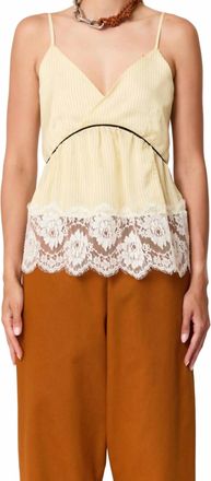 Plan C Striped Cami With Lace In Eggwhite