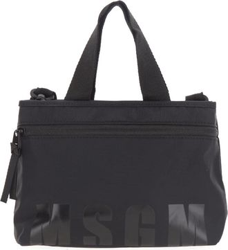 Msgm Mini Tote Logo in Nylon - Dames - Handtassen - Zwart - ONE Size - Nylon - Tassen