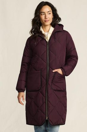 Lands End FeatherFree Insulated Diamond Quilted Maxi Coat in Lush Burgundy at Nordstrom, Size X-Small P